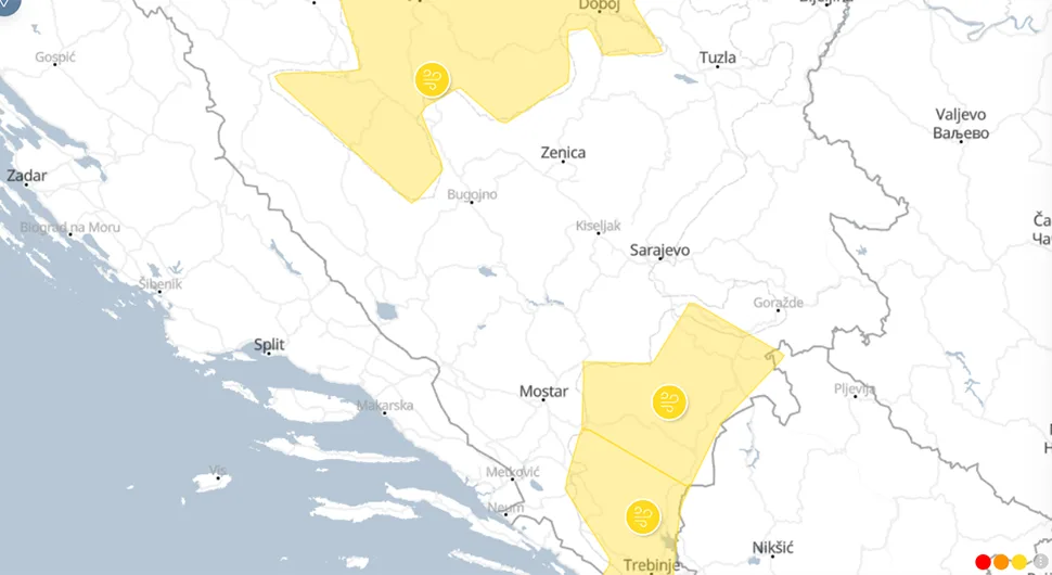 Zbog vjetra upaljen žuti meteoalarm
