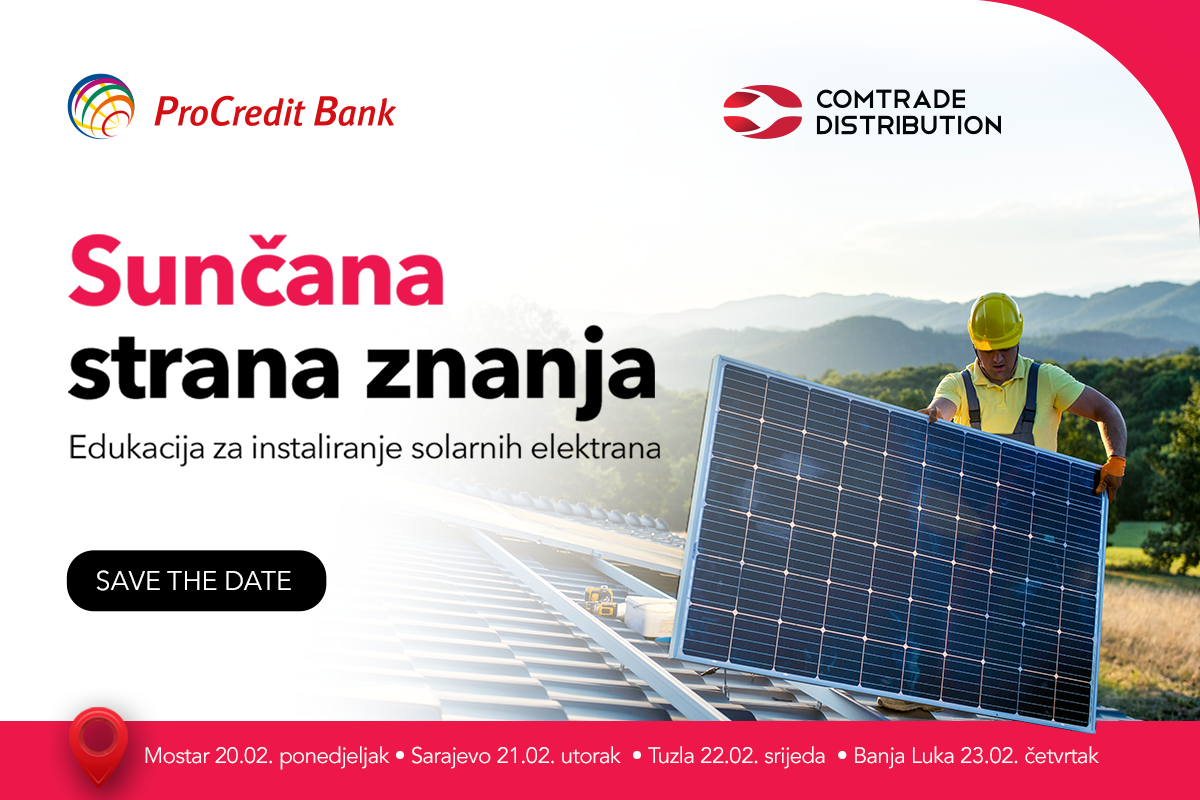 Sunčana strana znanja: ProCredit i Comtrade organizuju besplatne edukacije o solarnim elektranama