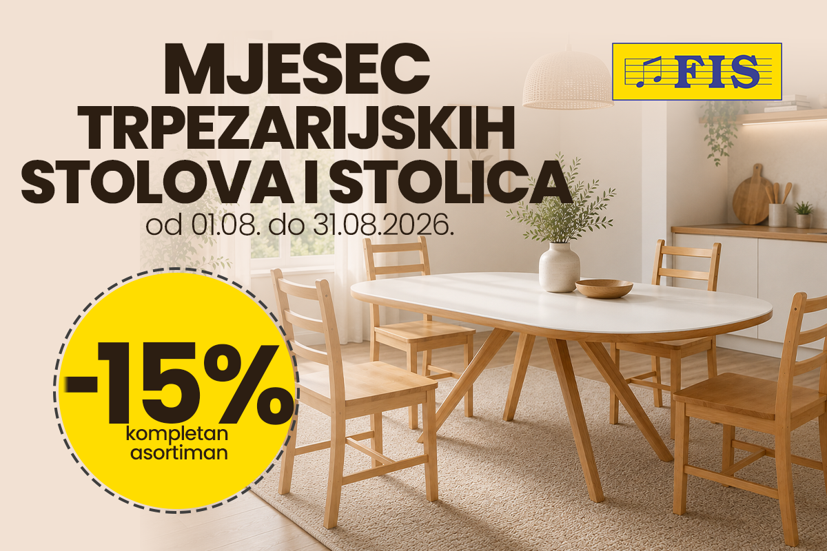 Mjesec trpezarijskih stolova i stolica u FIS centrima