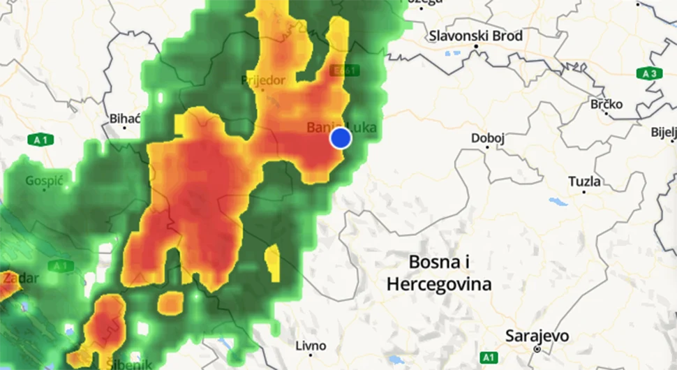 Nevrijeme se približava Banjaluci: Pratite uživo kretanje (VIDEO)