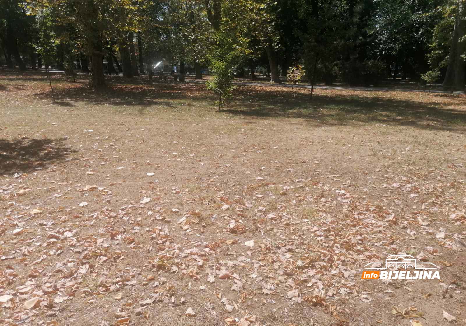 Gradski park u Bijeljini - nekad oaza zelenila, danas bez trave (FOTO)