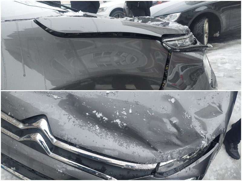 Pukom srećom izbjegnuta tragedija u Bijeljini: Snijeg pao sa zgrade i uništio tri vozila (FOTO)