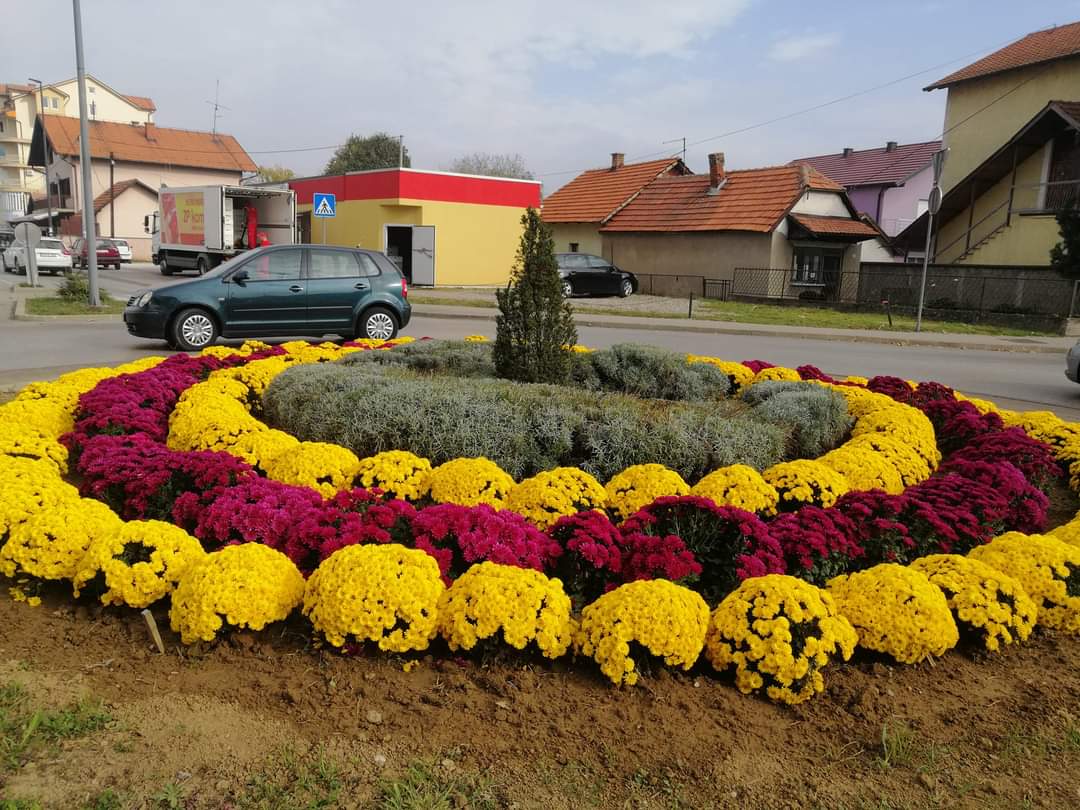 Kružni tokovi u Bijeljini ukrašeni cvijećem (FOTO)