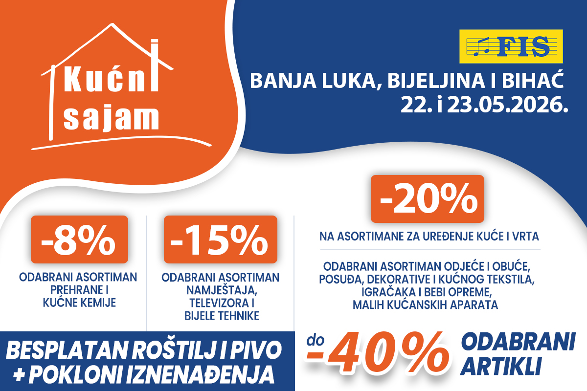 Kućni sajam FIS u Bijeljini, Banja Luci i Bihaću - iskoristite odlične popuste za jeftiniju kupovinu