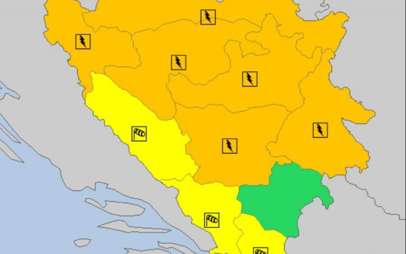 Upaljen narandžasti meteoalarm za Bosnu i Hercegovinu