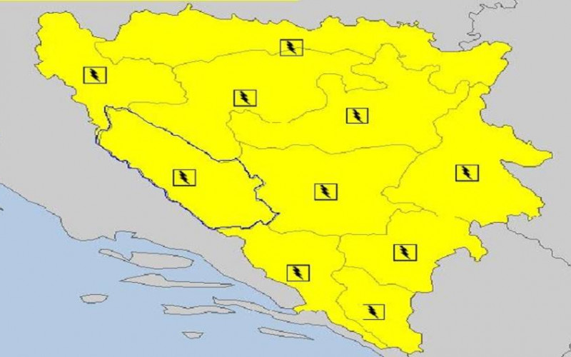 Za cijelo područje BiH upaljen je žuti meteoalarm
