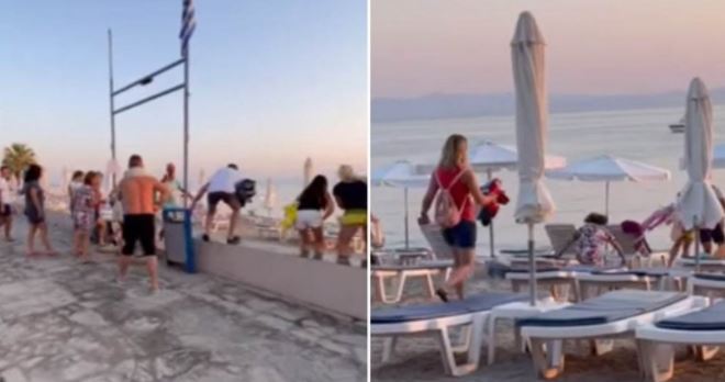 Trčali kao u stampedu: Na plaži u Grčkoj nastao opšti haos zbog ležaljki, žena PALA NA GLAVU 