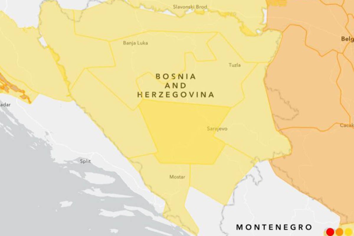 Upaljen žuti meteoalarm za dijelove BiH