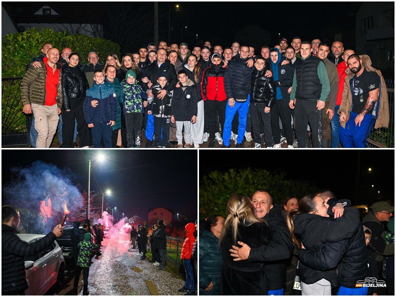 Emotivan doček za bijeljinske kik-boksere iz Abu Dabija: Prijatelji organizovali slavlje za oca i sina Rankoviće (FOTO)