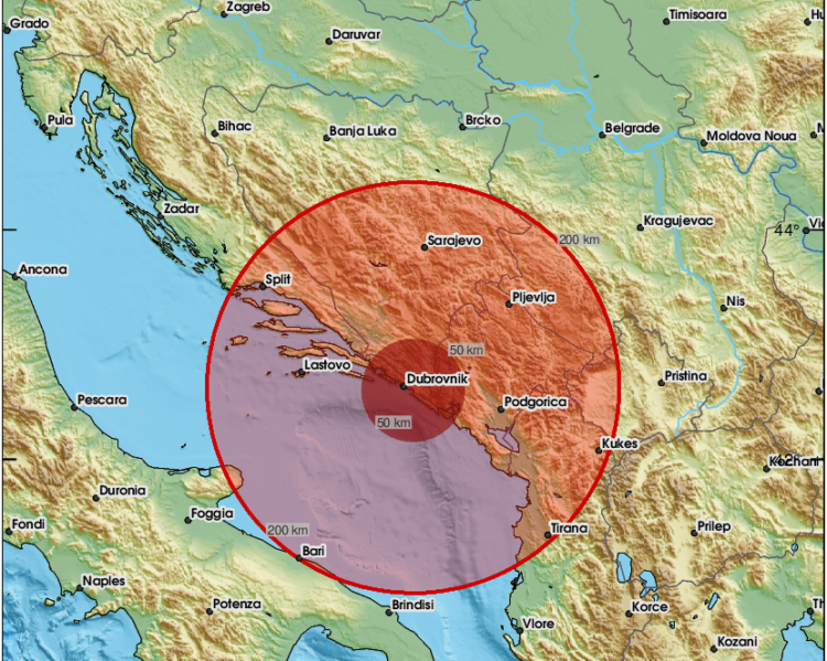 Snažan zemljotres kod Dubrovnika