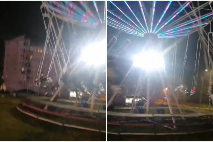 Ringišpil pun djece počeo da se ruši: Oglasio se vlasnik (VIDEO)