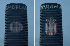 Na kuli "Beograd" ispisano "Јedan narod, jedan sabor - Srbija i Srpska