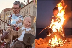 Na maskenbalu u Hrvatskoj spaljene lutke sa likom Vučića i Putina (VIDEO)