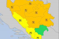 Upaljen narandžasti meteoalarm za Bosnu i Hercegovinu