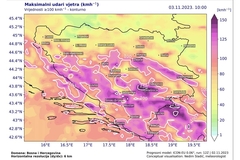 Sladić: Udari vjetra i preko 100 km/h, čuvajte se