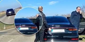 (VIDEO) OBJAVLJEN CIJELI SNIMAK INCIDENTA Vučić izašao iz automobila, vozilu u kome je putovao OTPAO TOČAK