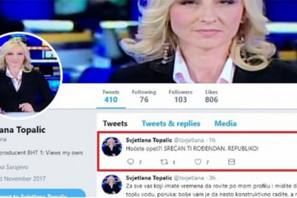 Urednici BHRT prijećeno smrću zbog tvita na Dan Republike