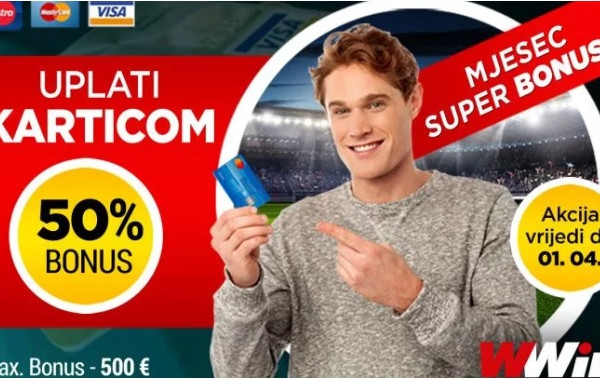 Mjesec Super Bonusa - 50% bonusa na sve uplate karticama (Maestro, Master, VISA)