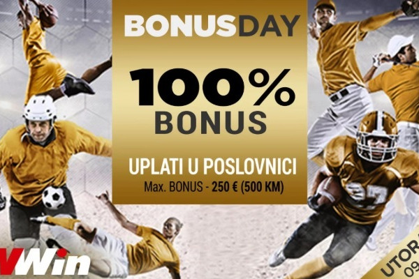 Bonus day u poslovnicama WWin - 100% bonusa na sve uplate danas