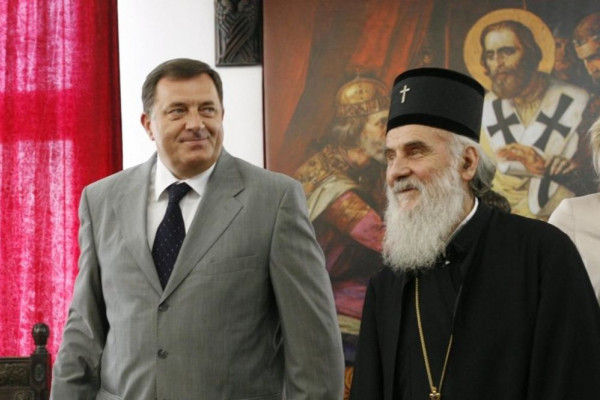 Dodik na slavi kod patrijarha srpskog Irineja