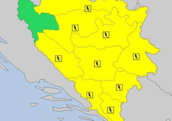 Objavljeno žuto upozorenje za BiH