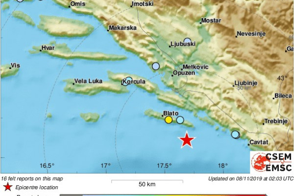 Ponovo se trese region: Snažan zemljotres pogodio Dubrovnik