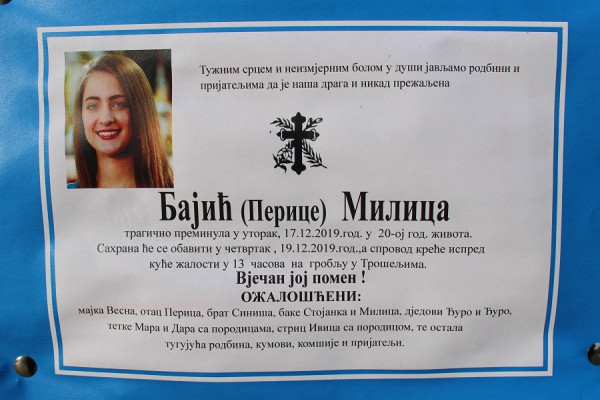 “U školi vlada neopisiva tišina”: Svirepo ubistvo Milice Bajić (20) potreslo Lijevče