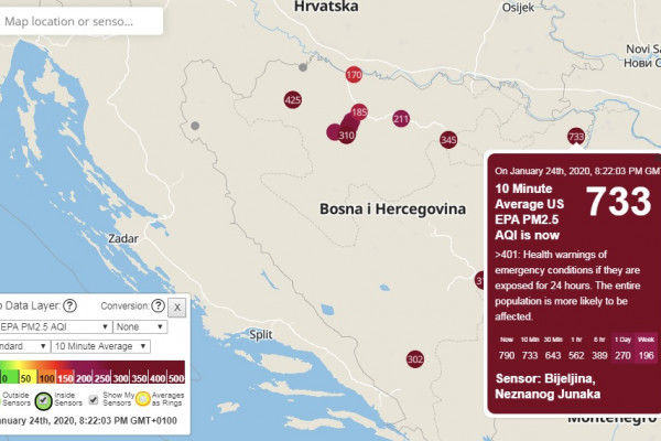 Bijeljina večeras među najzagađenijim gradovima u Evropi /FOTO/