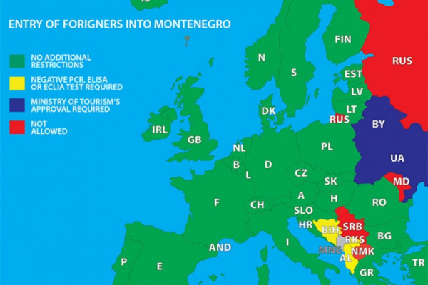 Zabranjen im ulazak: Na mapi Crne Gore četiri zemlje "pocrvenile"
