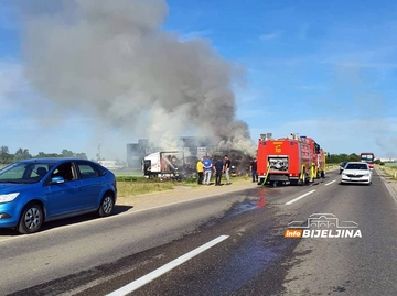 Kamion gori na Pavlovića putu (FOTO)