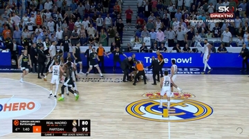 Tuča košarkaša Reala i Partizana (VIDEO)