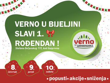 8, 9. i 10. septembar - VERNO u Bijeljini SLAVI 1. ROĐENDAN